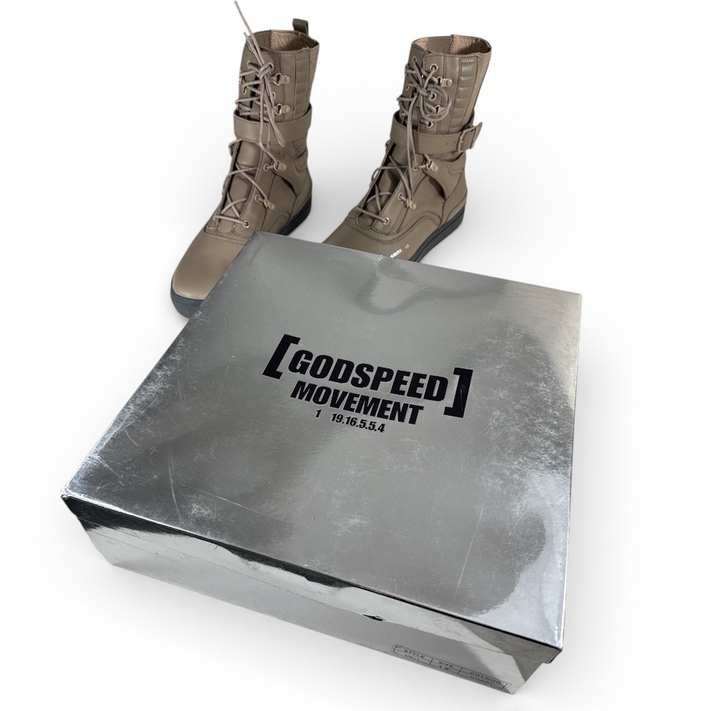Godspeed Movement‎ Combat Boots Khaki Leather Lace Up Unisex Wm 12/Men 10/11 NIB - Picture 7 of 11